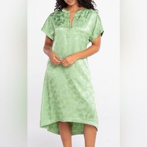 S’edge Amara Dress Seaweed Green Botanical Midi Shift Dress Women’s XL